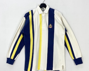 Vintage 90s GAP Polo Rugby Shirt Vertical Stripe White Medium