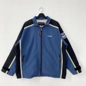 Vintage 90s Vans Jacket Full Zip Off The Wall Skateboard Streetwear Light Jacket Embroidered Logo Blue Medium