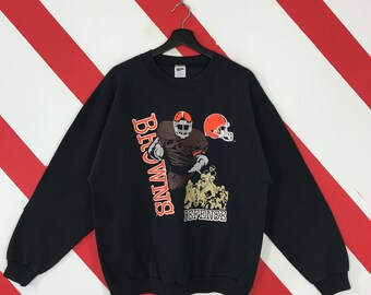 Vintage 90s Cleveland Browns Sweatshirt Browns Crewneck Cleveland Browns Sweater Pullover Sportswear NFL Cleveland Browns Print Logo Medium