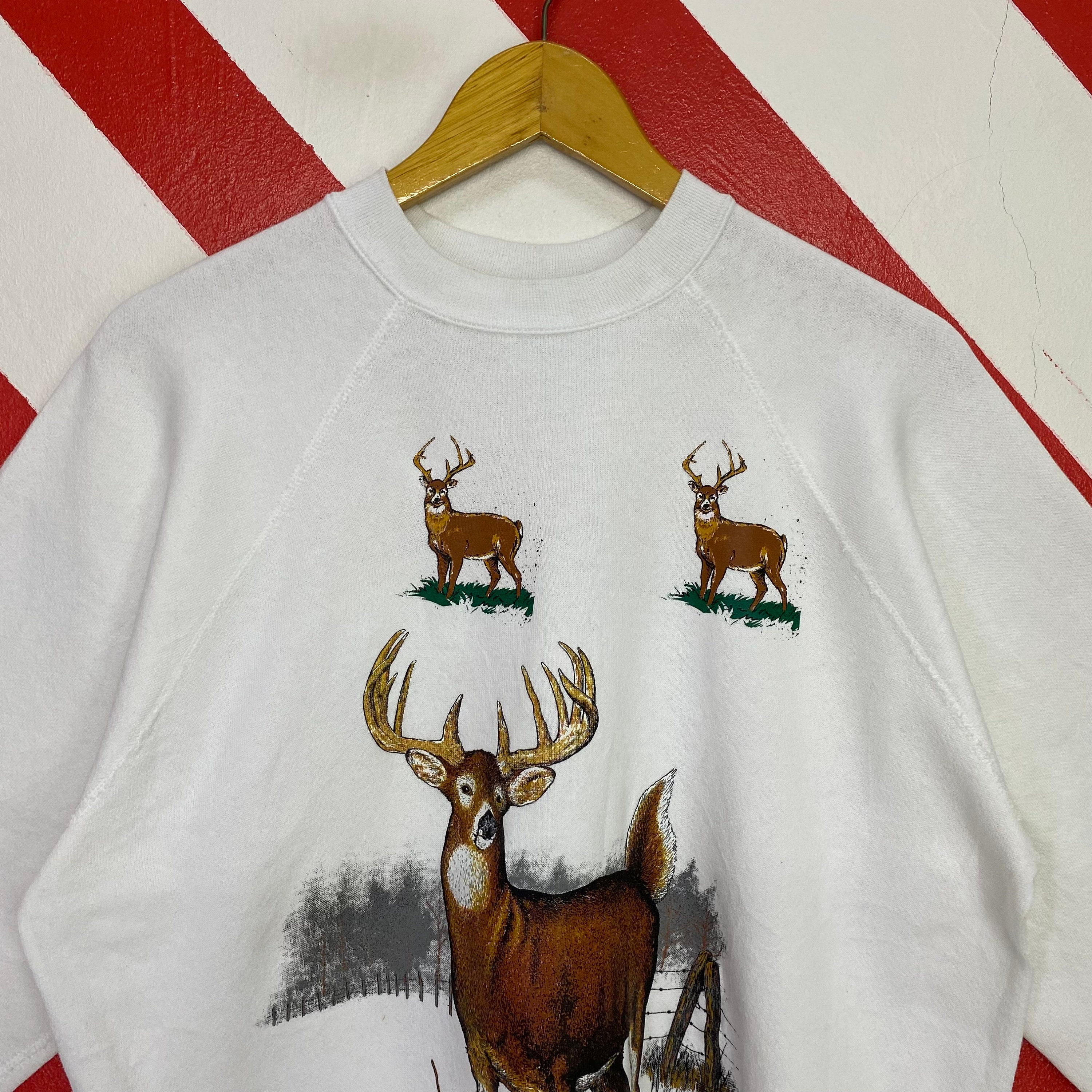 Vintage 90s Deer Sweatshirt Wildlife Deer Crewneck Tailed Deer | Etsy