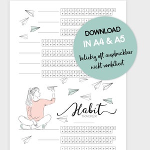 Habit Tracker | DIN A4 | DIN A5 | printable | Download | PDF