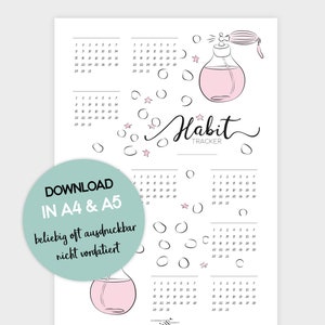 Habit Tracker | DIN A4 | DIN A5 | printable | Download | PDF