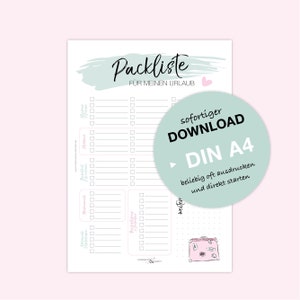 Packing List Holiday | DIN A4 | Download | .pdf