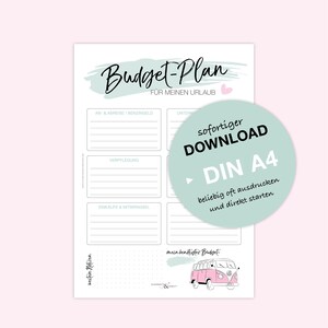 Budget plan for your holiday | DIN A4 | Download | .pdf