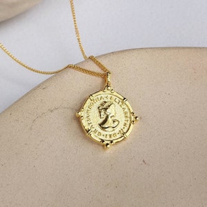 18K Gold Plated Elizabeth portrait coin gold pendant necklace
