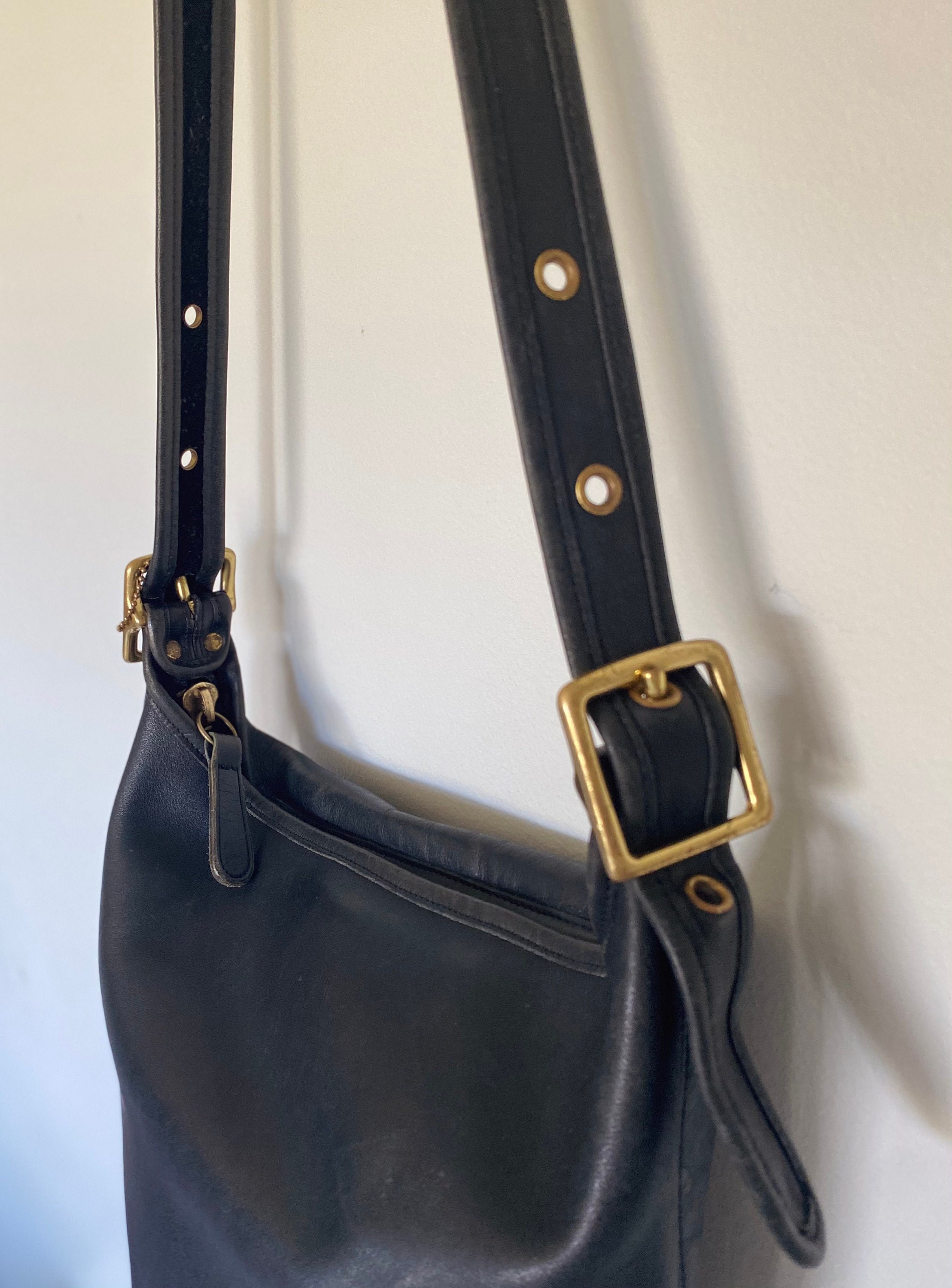 Vintage COACH Black Leather Bucket Bag /Handbag / Purse hobo Etsy