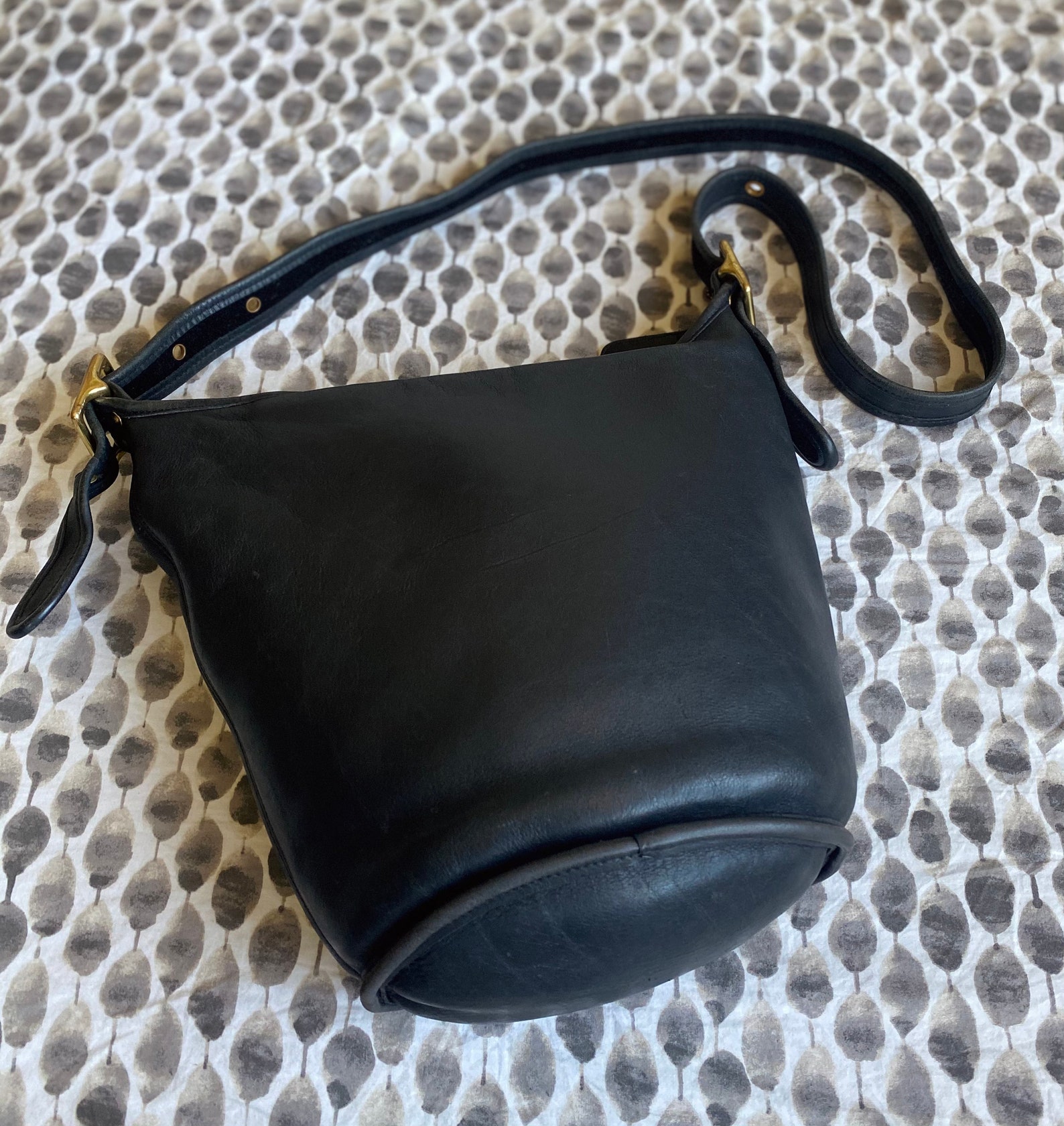 Vintage COACH Black Leather Bucket Bag /Handbag / Purse hobo Etsy
