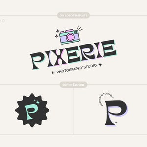 DIY Canva Logo Template - Editable Retro Fun Colorful Logo Design - Small Business Logo Template - Boutique Photography Beauty Custom Logo