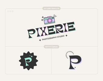 Retro Colorful Logo Design: DIY Canva Template (Digital Download)