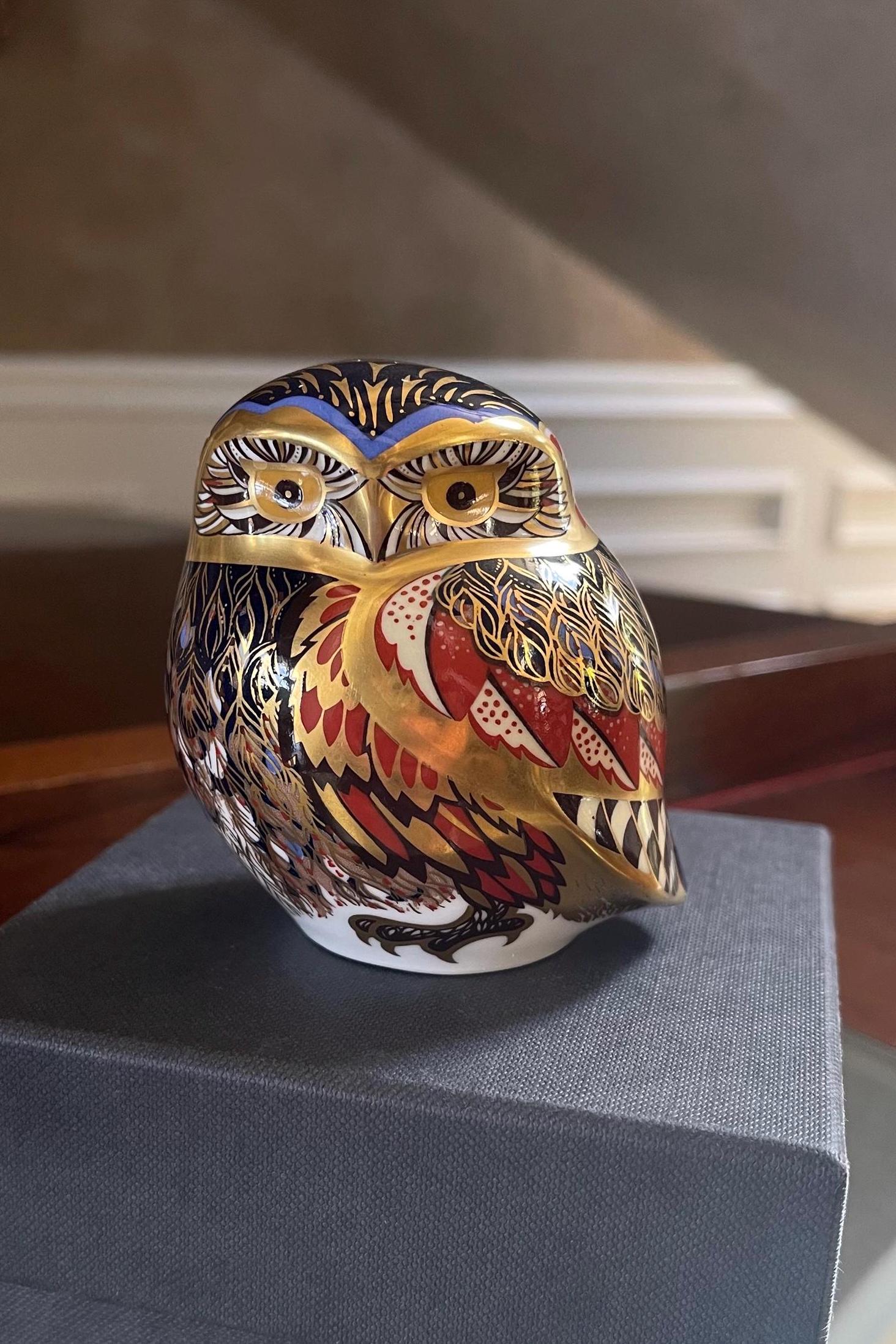 Old Imari Royal Crown Derby English Bone China Owl UK