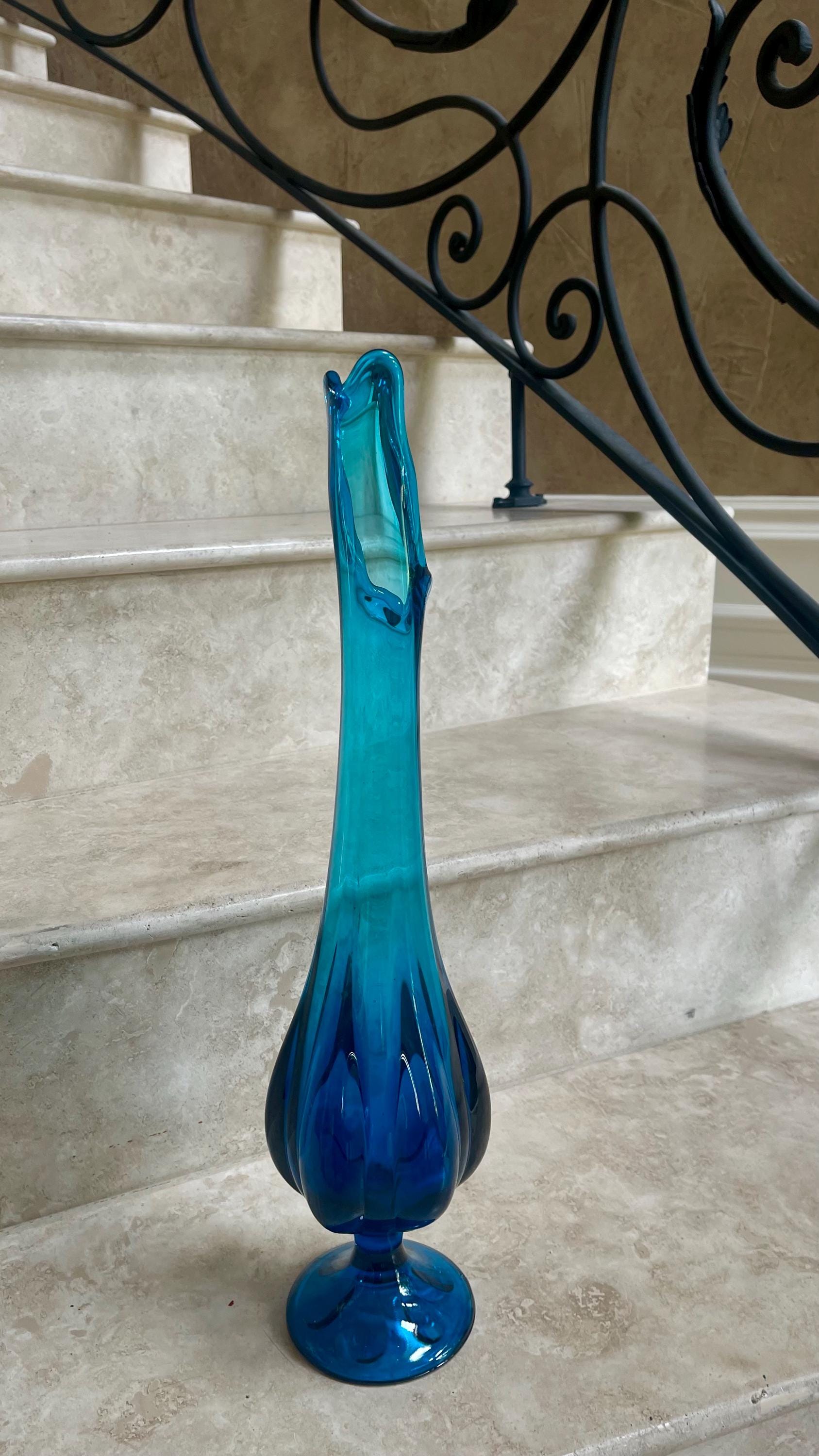Viking Glass Mid Century Modern 19 1/4” Swung Glass Vase; Viking