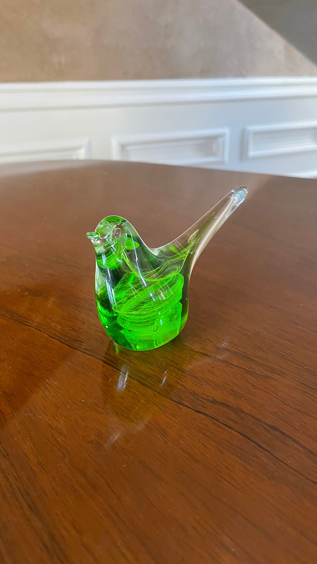 Green Crystal Art Glass Bird Paperweight - Etsy