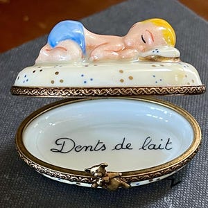Limoges Baby Boy Sleeping Trinket Box ; Limoges Trinket Box; Collectible Limoges; Limoges France
