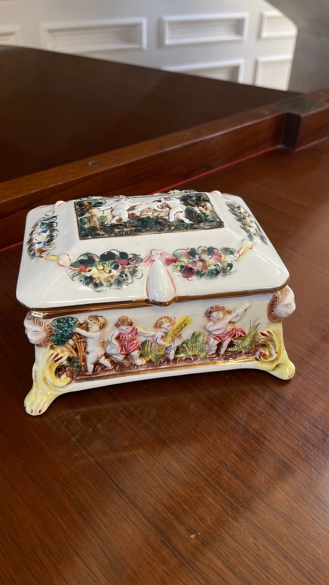 Vintage Capodimonte Jewelry Box Made in Italy Etsy