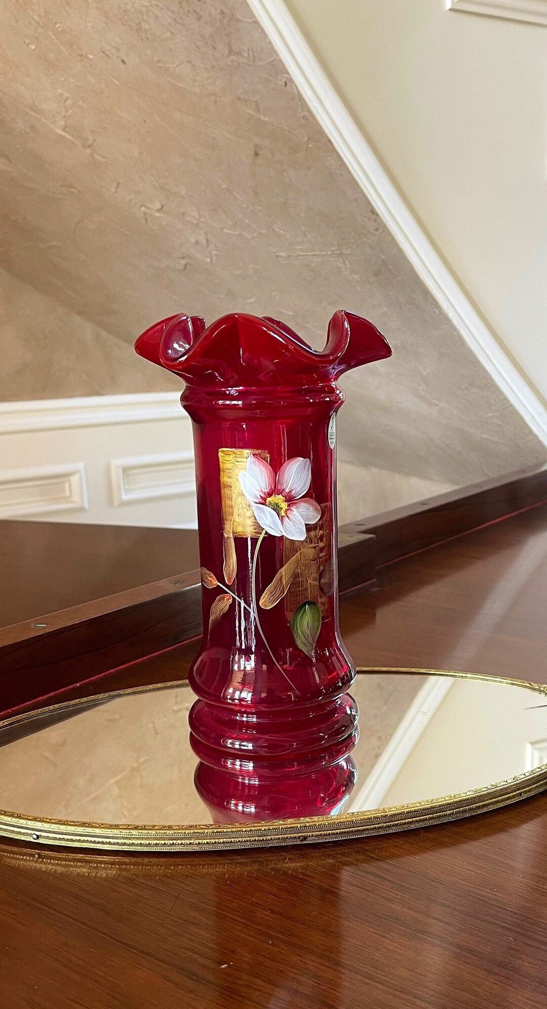 Fenton Glass Ruby Red 9 Pillar Vase Limited Edition 220/300 Fenton Art ...