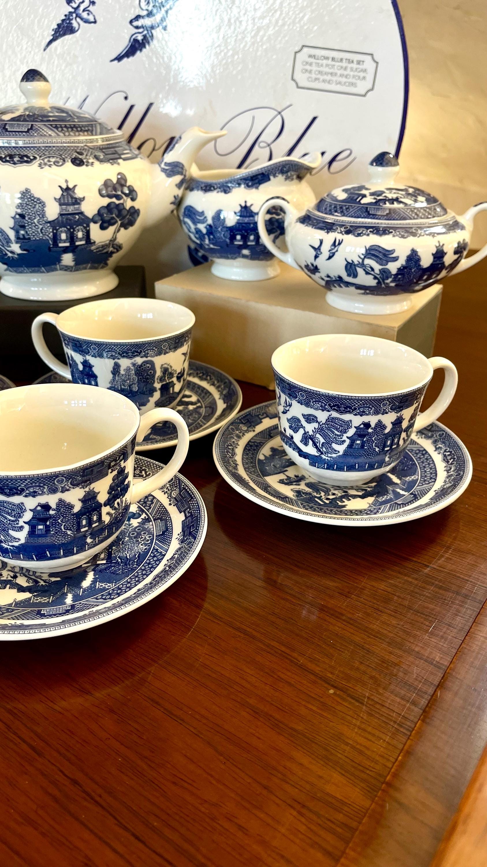 Johnson Brothers Willow Blue and White Tea Set; Blue Willow Tea