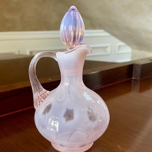 Coin Dot Optic Fenton Glass Pink Opalescent Cruet