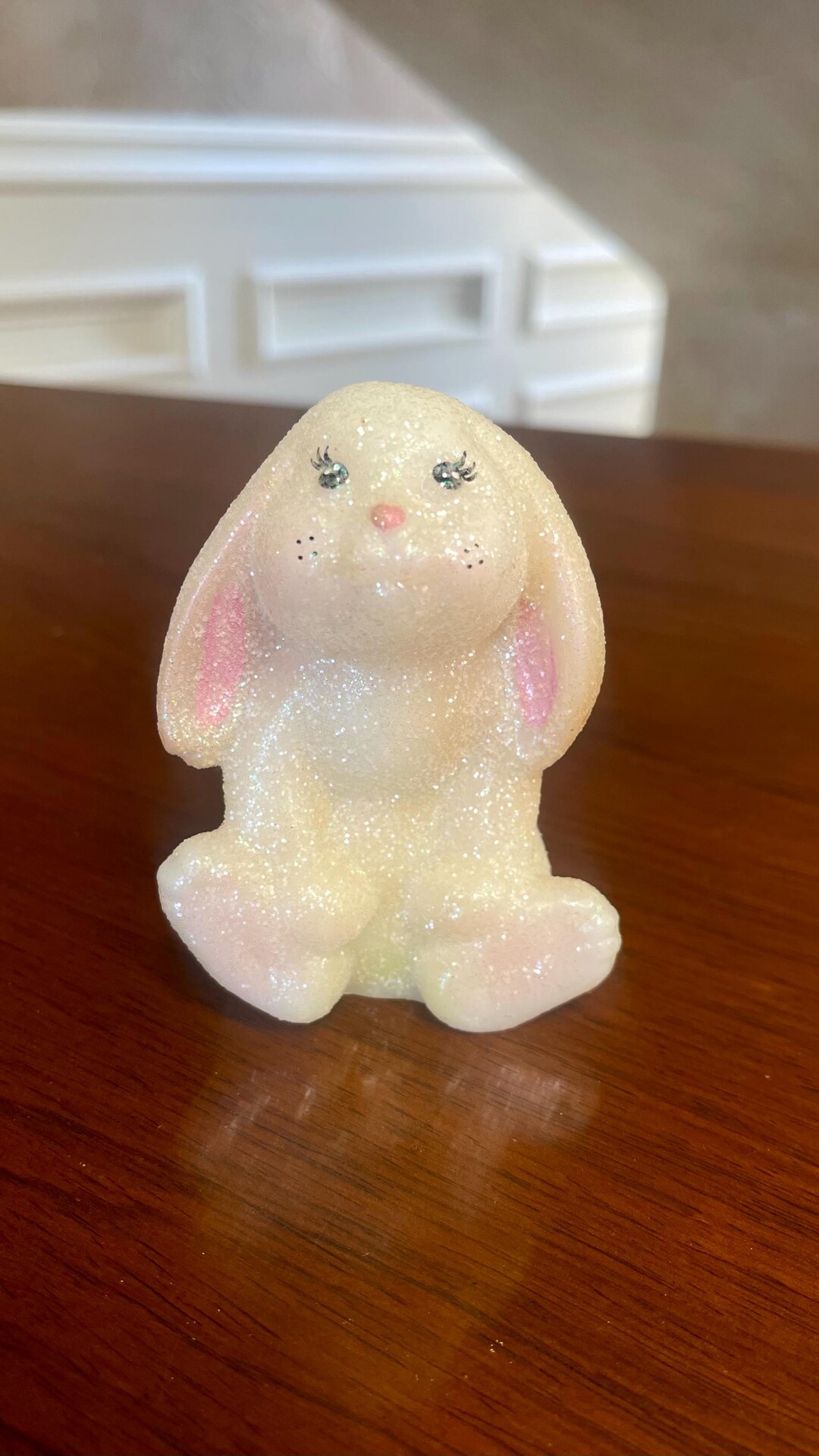 Fenton Glass Glitter Hand Painted Lop Ear Bunny Rabbit Figurine ...