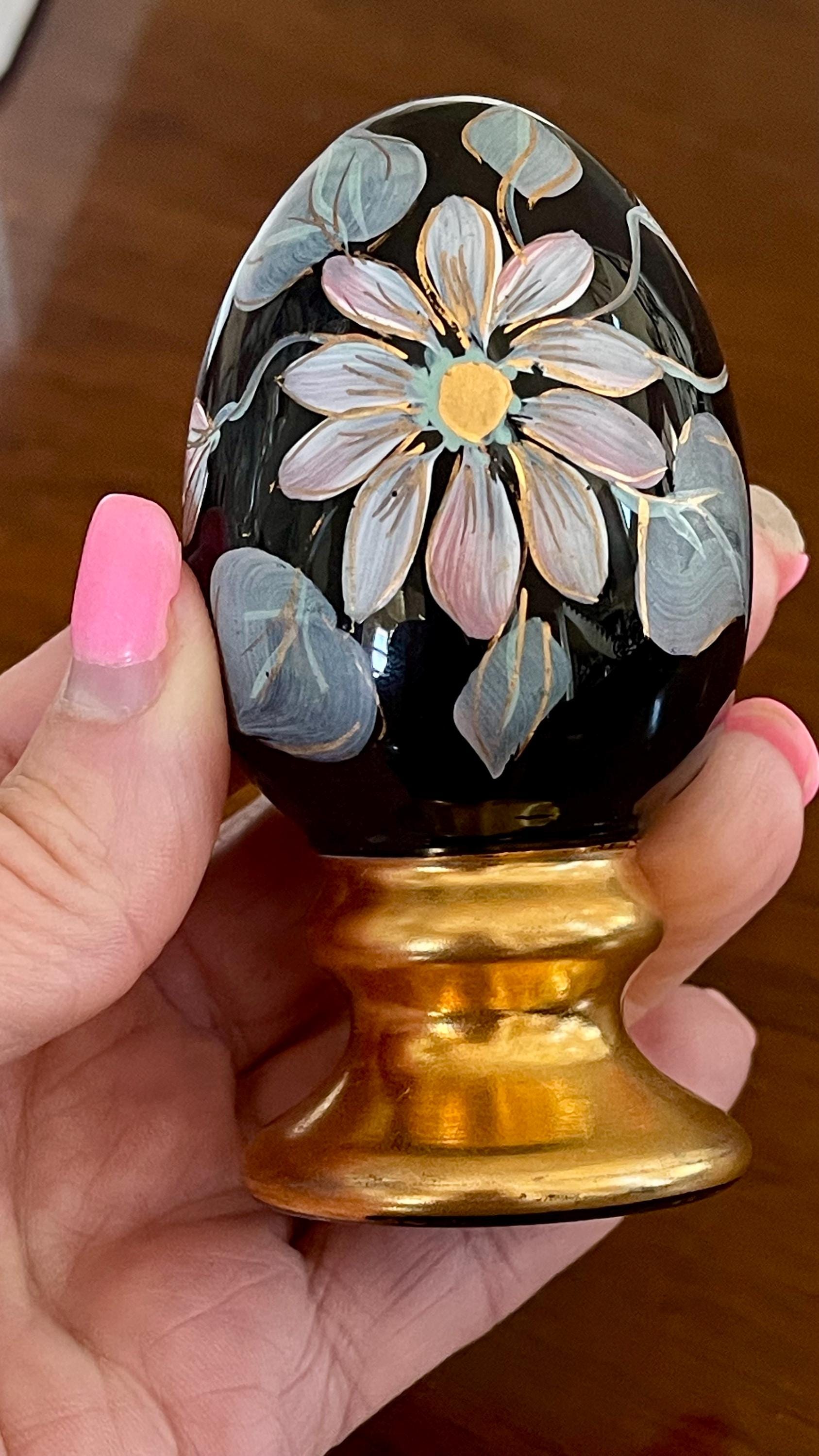 Fenton Black Glass Hand Painted Limited Edition Egg 1100/2500 - Etsy