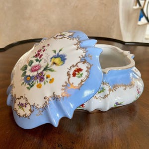 Very Large Victorian Dresden Style Porcelain Box; Porcelain Jewelry Box