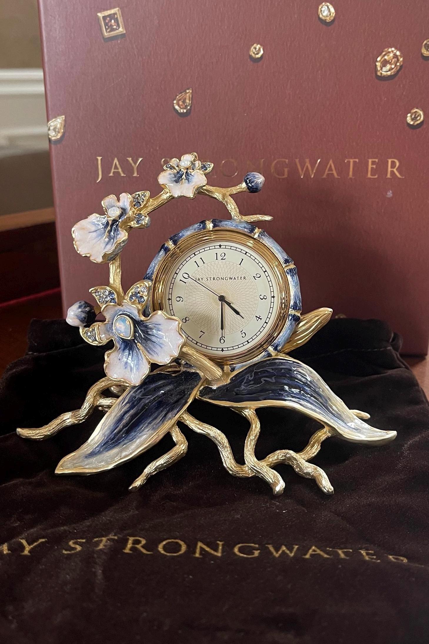 Jay Strongwater Tara Orchid Clock Delft Garden New in Box - Etsy