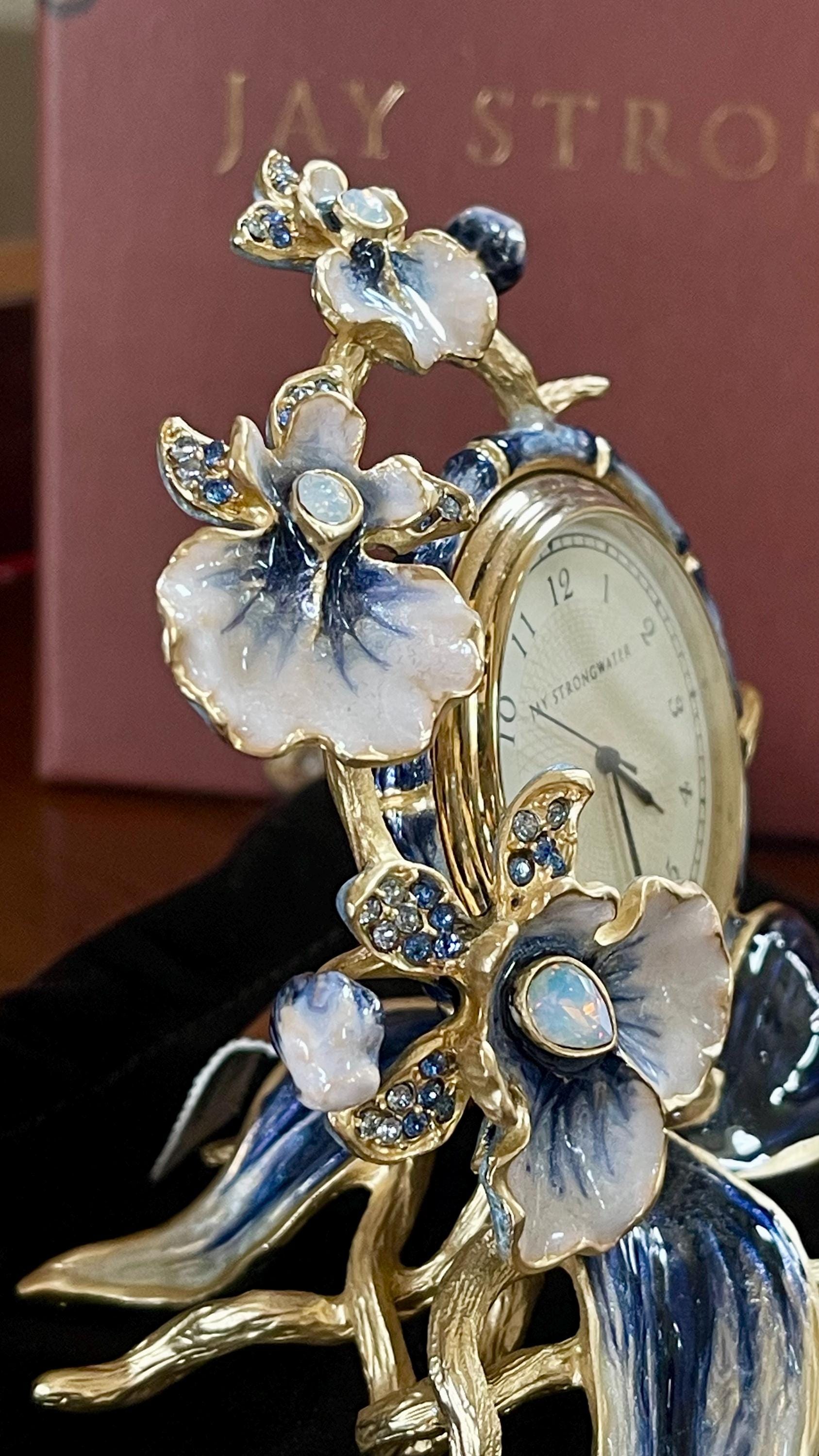 Jay Strongwater Tara Orchid Clock Delft Garden New in Box - Etsy