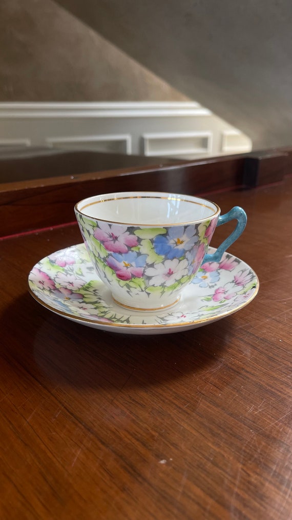 English Crown Staffordshire Bone China Cup and Saucer Set; Tea