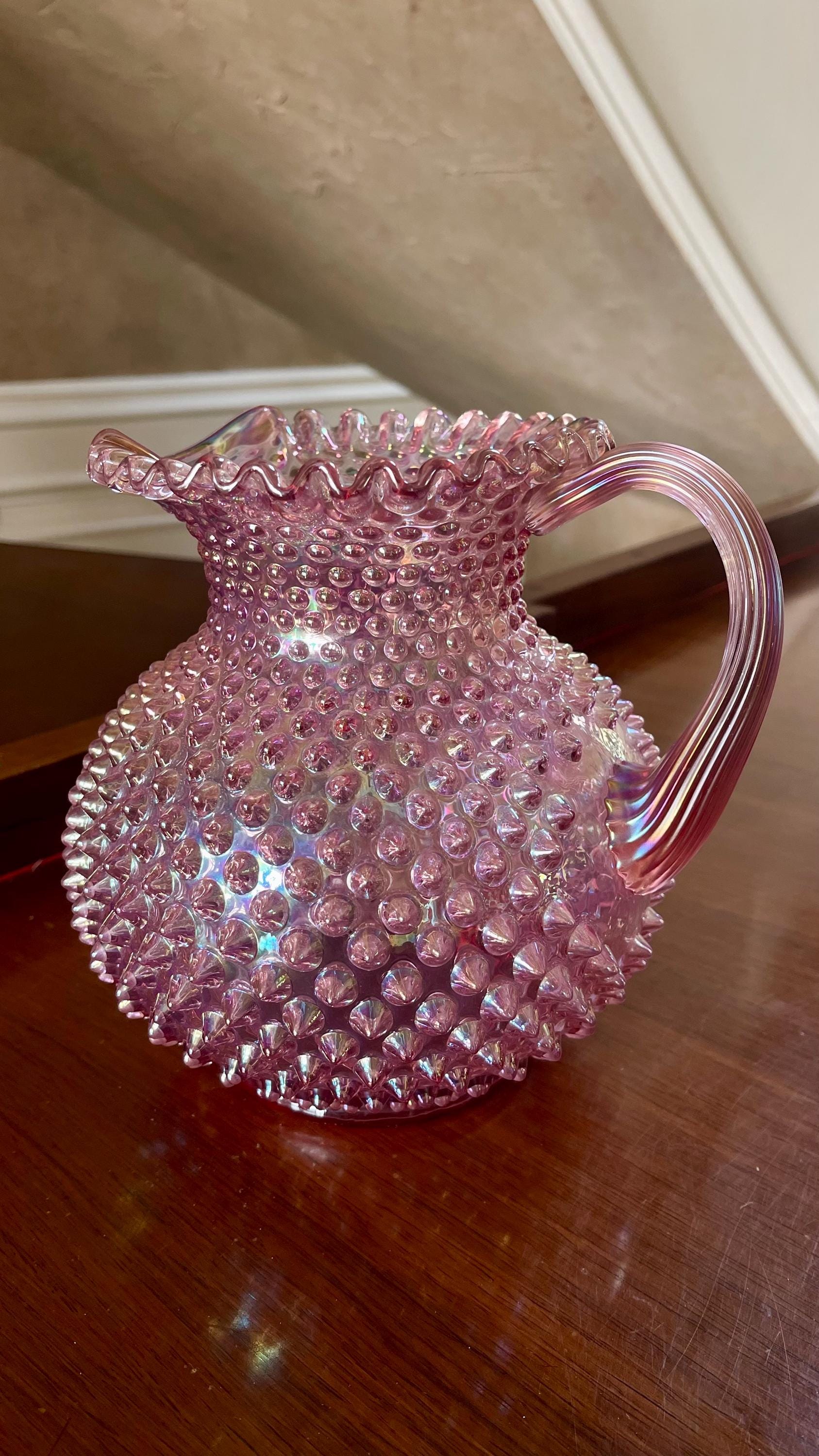 Fenton Hobnail Pink Opalescent Carnival Glass Water Pitcher - Etsy