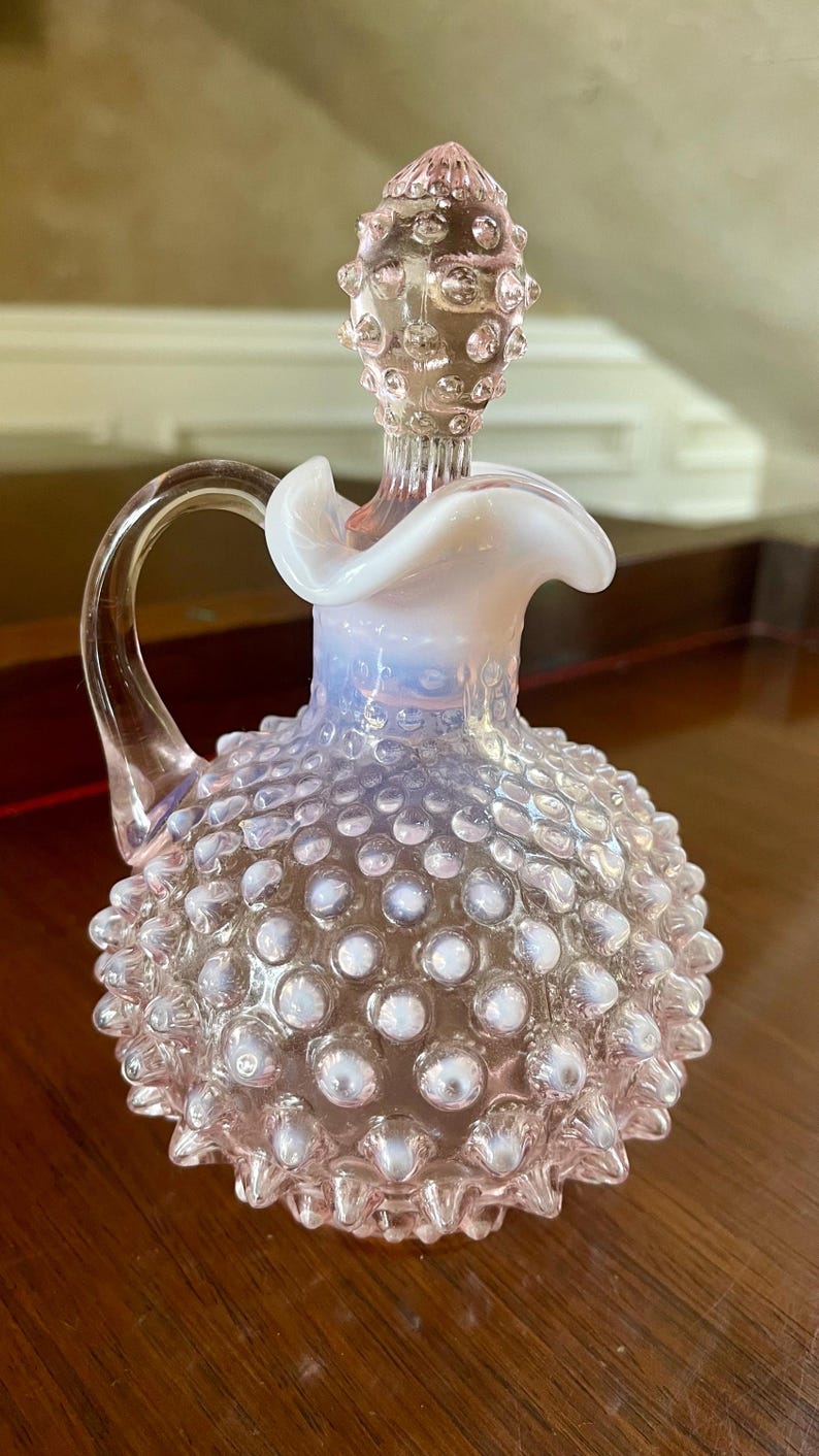 Vintage Fenton Glass Hobnail Pink Opalescent Cruet - Etsy