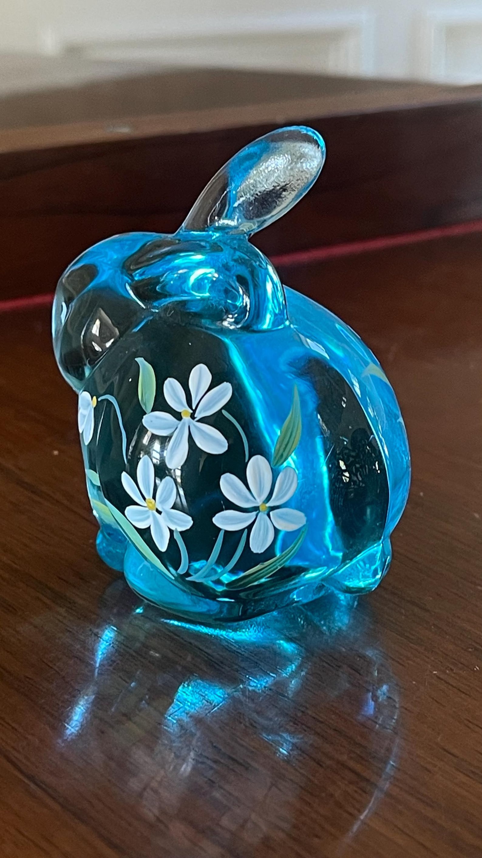 Fenton Glass Hand Painted Chubby Bunny Rabbit Figurine Paperweight ...