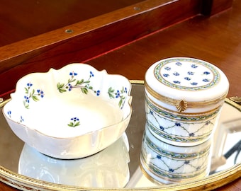 リモージュ磁器の箱と皿2点セット、リモージュの小物入れ、リモージュ