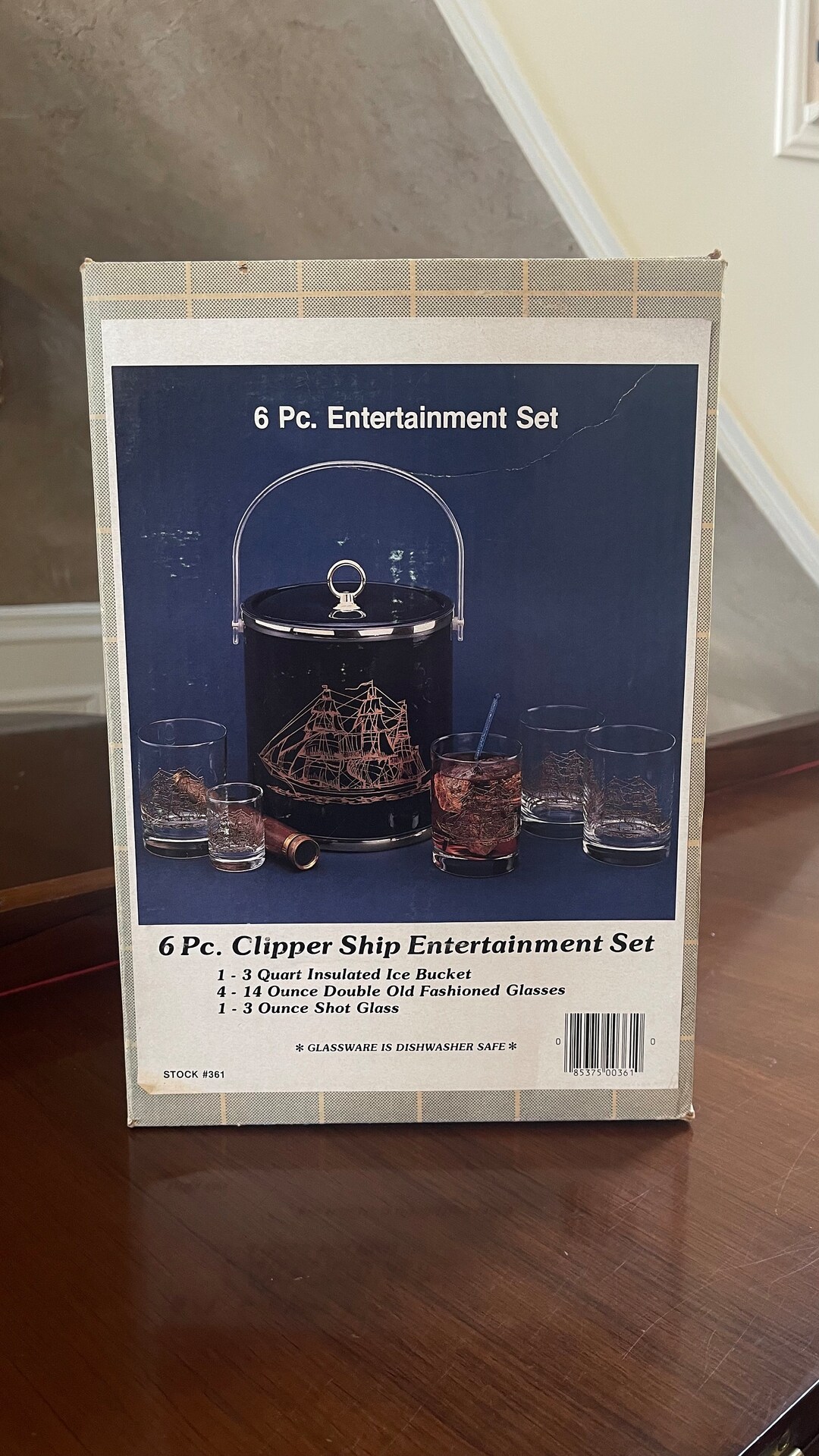 6 Pc. Clipper Ship Entertainment Set Double Old Fashioned Glasses