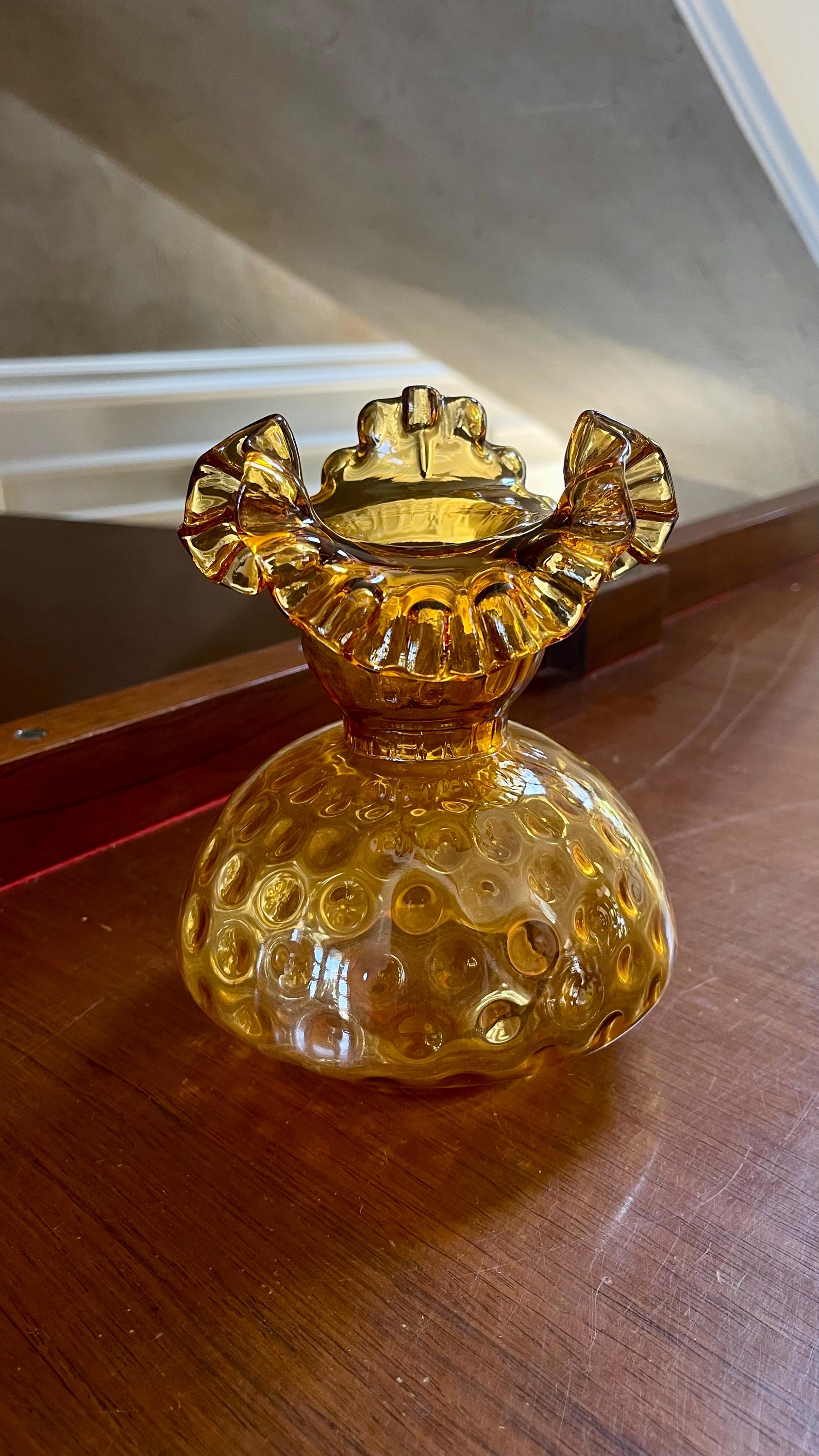 Fenton Coin Dot Glass Vase - Etsy
