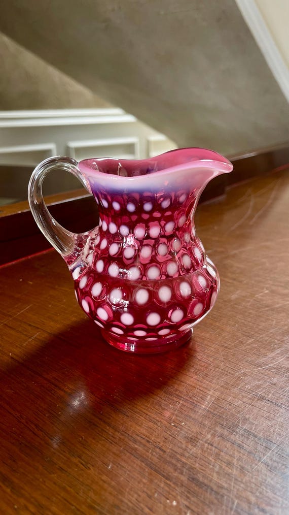 Fenton Art Glass ピンクガラス製ピッチャー 17cm 13_000000014771.jpg