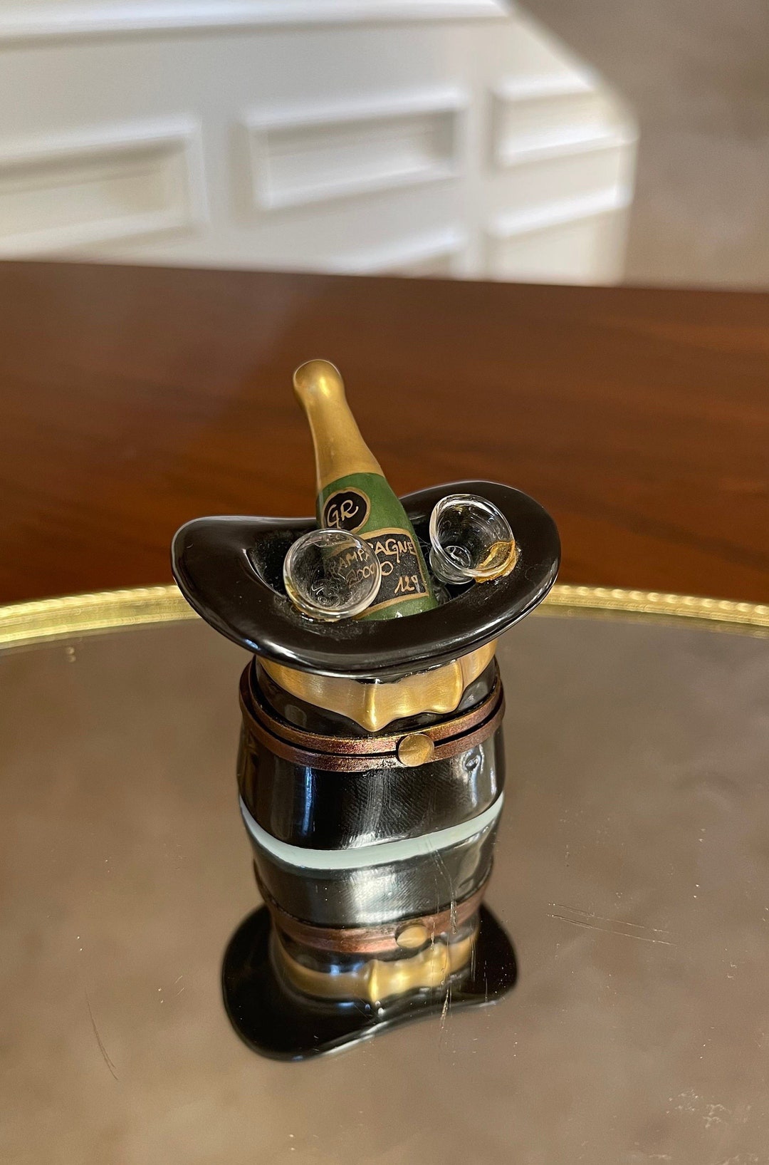 Limoges Porcelain Champagne Box Limoges Trinket Box Collectible Limoges