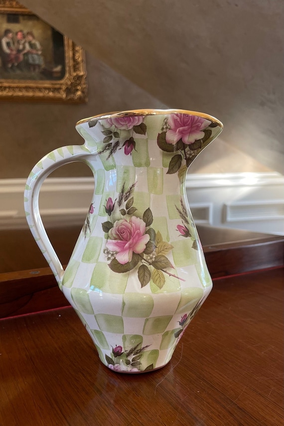 Mackenzie 子供用パーチメントチェック 手描きセラミックソーサー Mackenzie childs - Etsy 日本