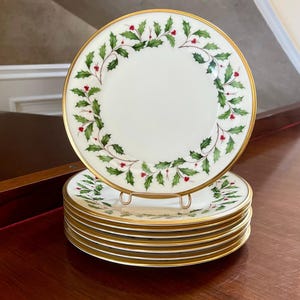 Assiette à salade Lenox Holiday (Dimension) avec bordure dorée Fabriqué aux États-Unis ; Prix unitaire