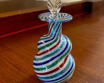 Butelka na perfumy ze szkła Murano Vintage; Wstążka ze szkła Murano Italy