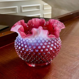 ヴィンテージ フェントン オパールセント クランベリー ローズ ボウル