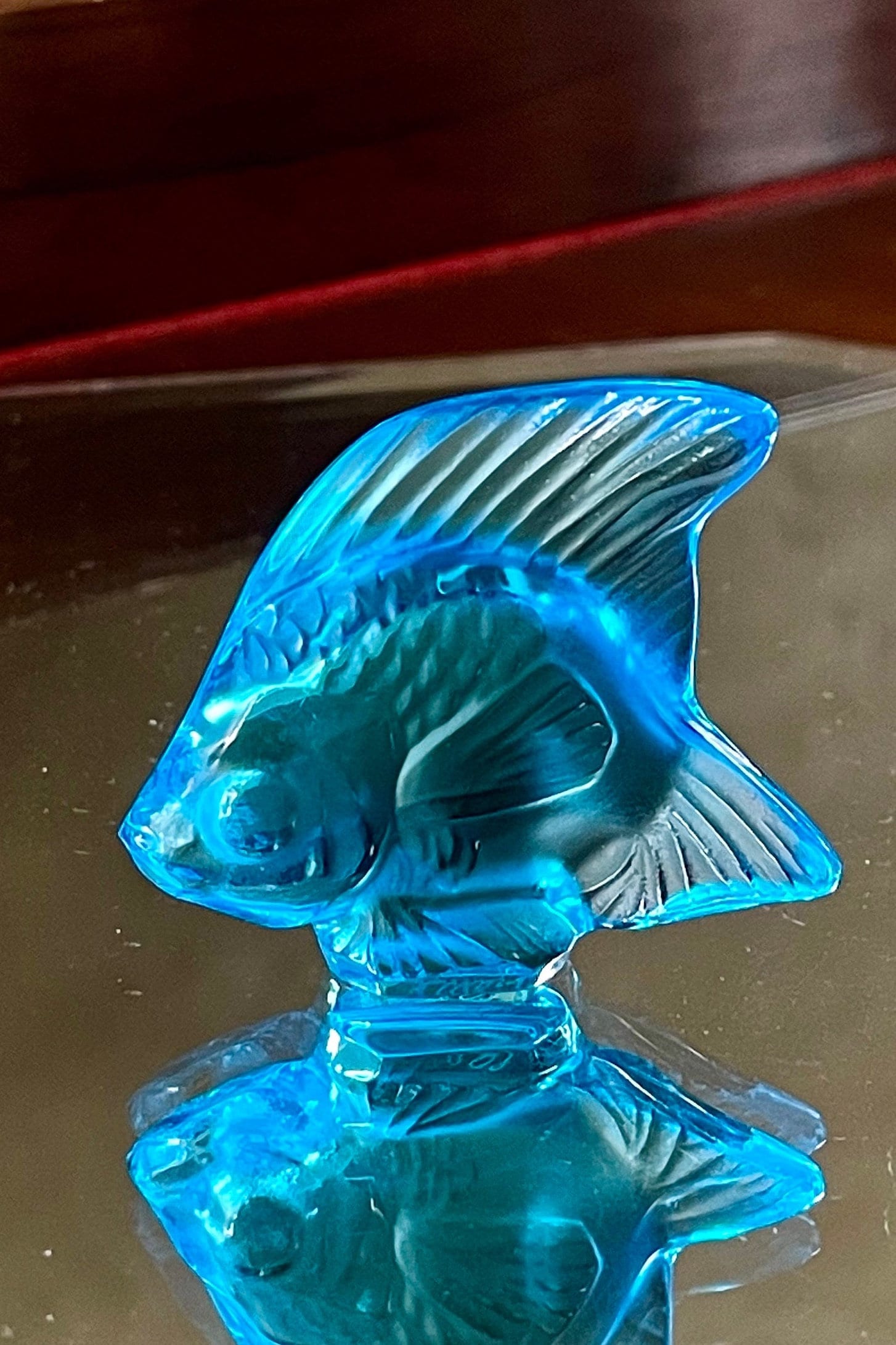 Lalique Crystal Turquoise Blue Fish; Lalique Aquarium Fish
