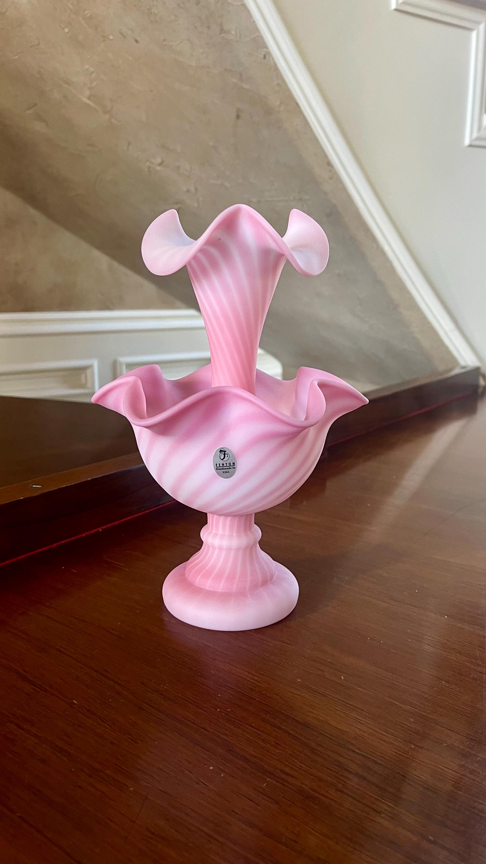 Fenton Rosalene Satin Glass Spiral Optic Epergne; Fenton Glass
