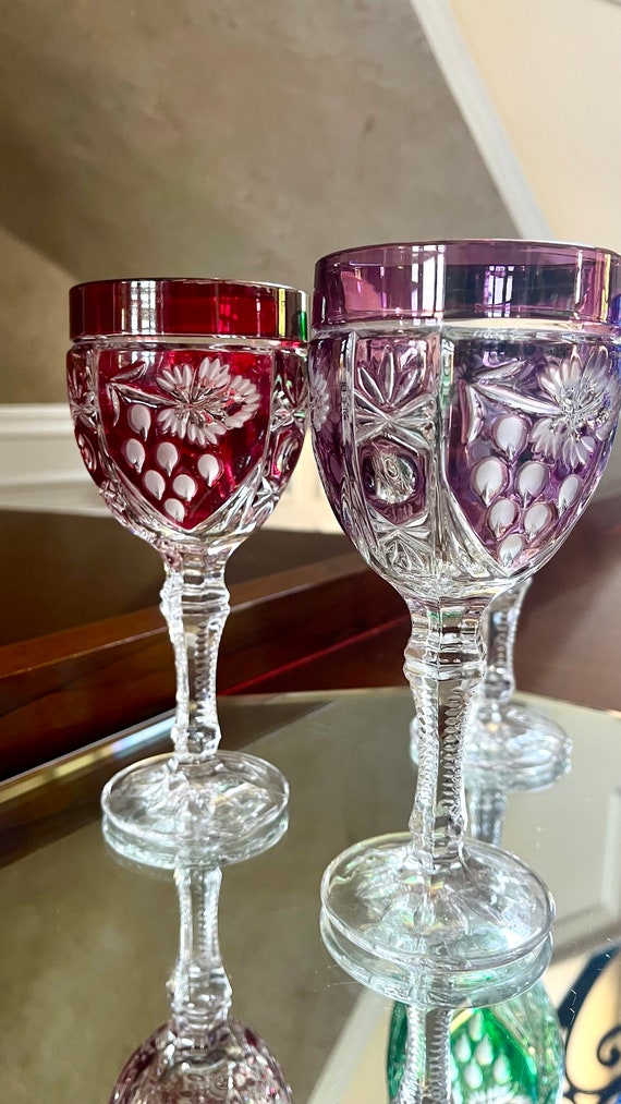 Set of 4 Vintage Anna Hutte Bleikristall Wine Glasses 7 1/8” Tall