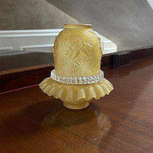 Vintage Fenton Amber Satin Glass Fairy Lamp