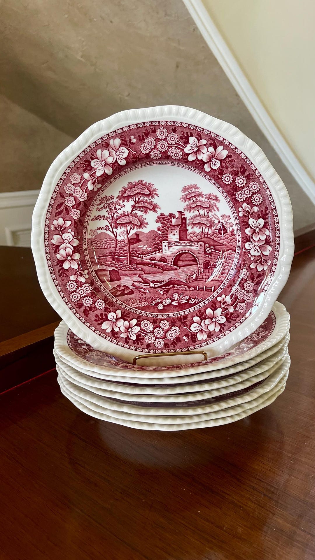 Pink Spode Tower - England | and Set Soup Saucer Etsy Cup Copeland