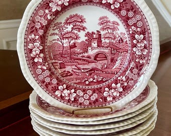 Spode Pink Tower 4 Piece Place Setting Made in England Six