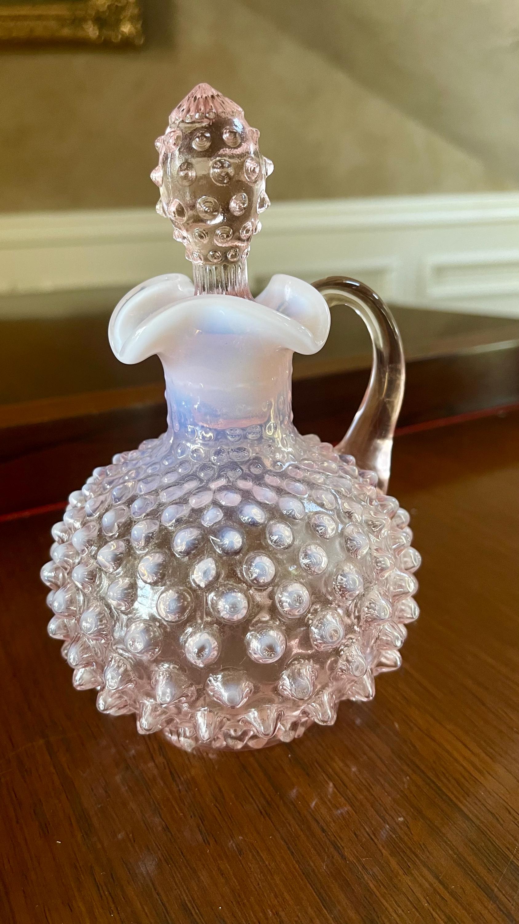 Vintage Fenton Glass Hobnail Pink Opalescent Cruet - Etsy