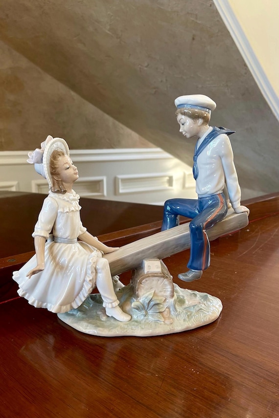 Lladro Sailor Boy and Girl 1255 Porcelain Seesaw Figurine - Etsy