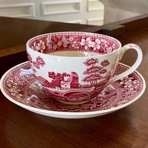 Copeland Spode Pink Tower Oversized Jumbo Cup And Saucer Set Made in England
