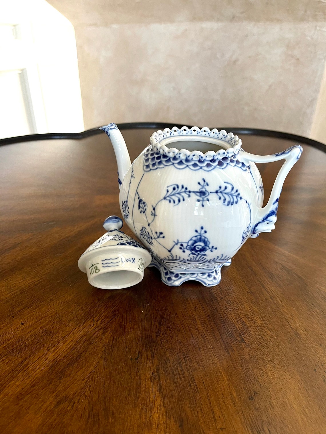 Royal Copenhagen Blue Fluted Full Lace Gargoyle Tea Pot Etsy