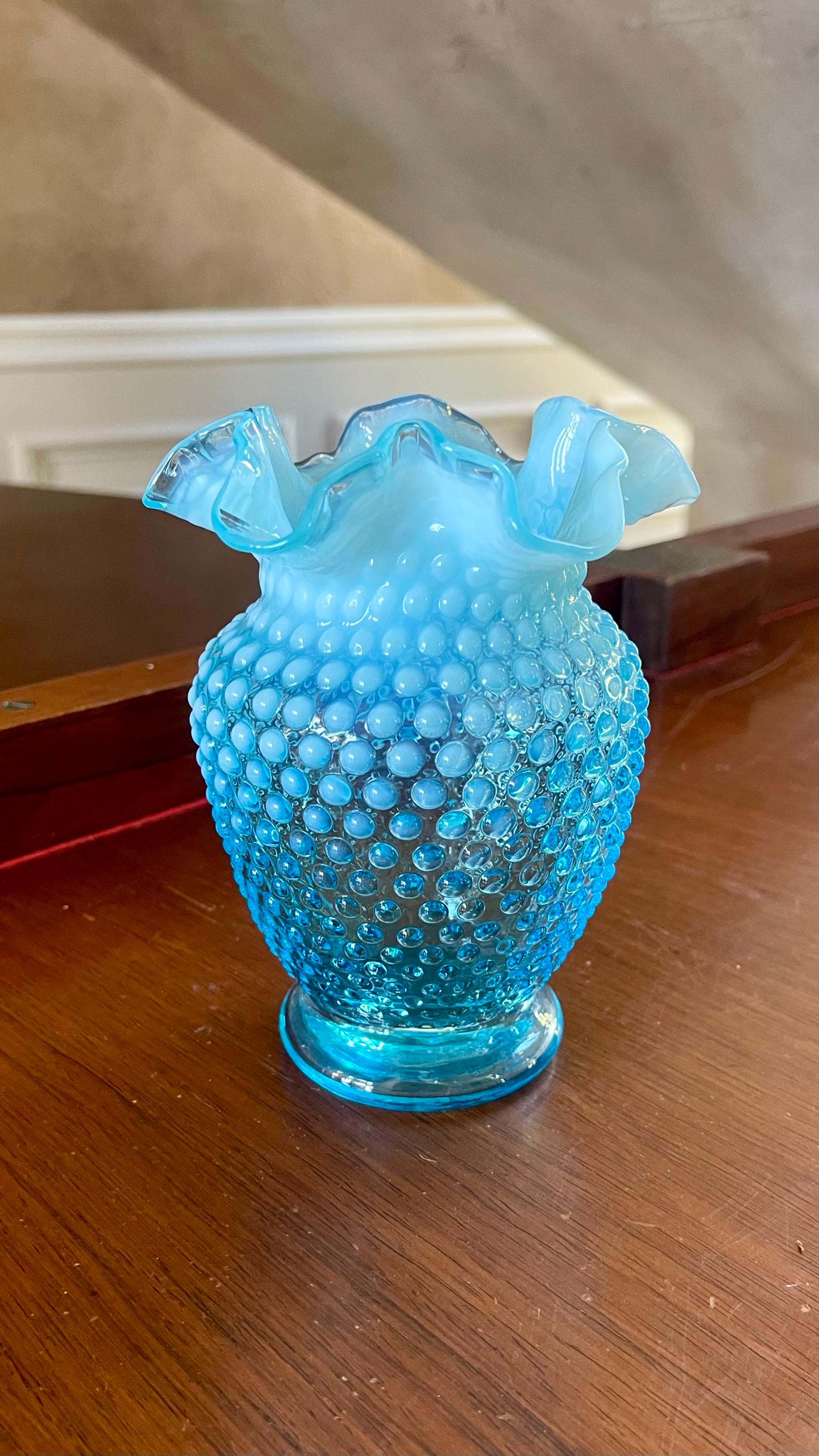 Fenton Blue Hobnail Vase - Etsy